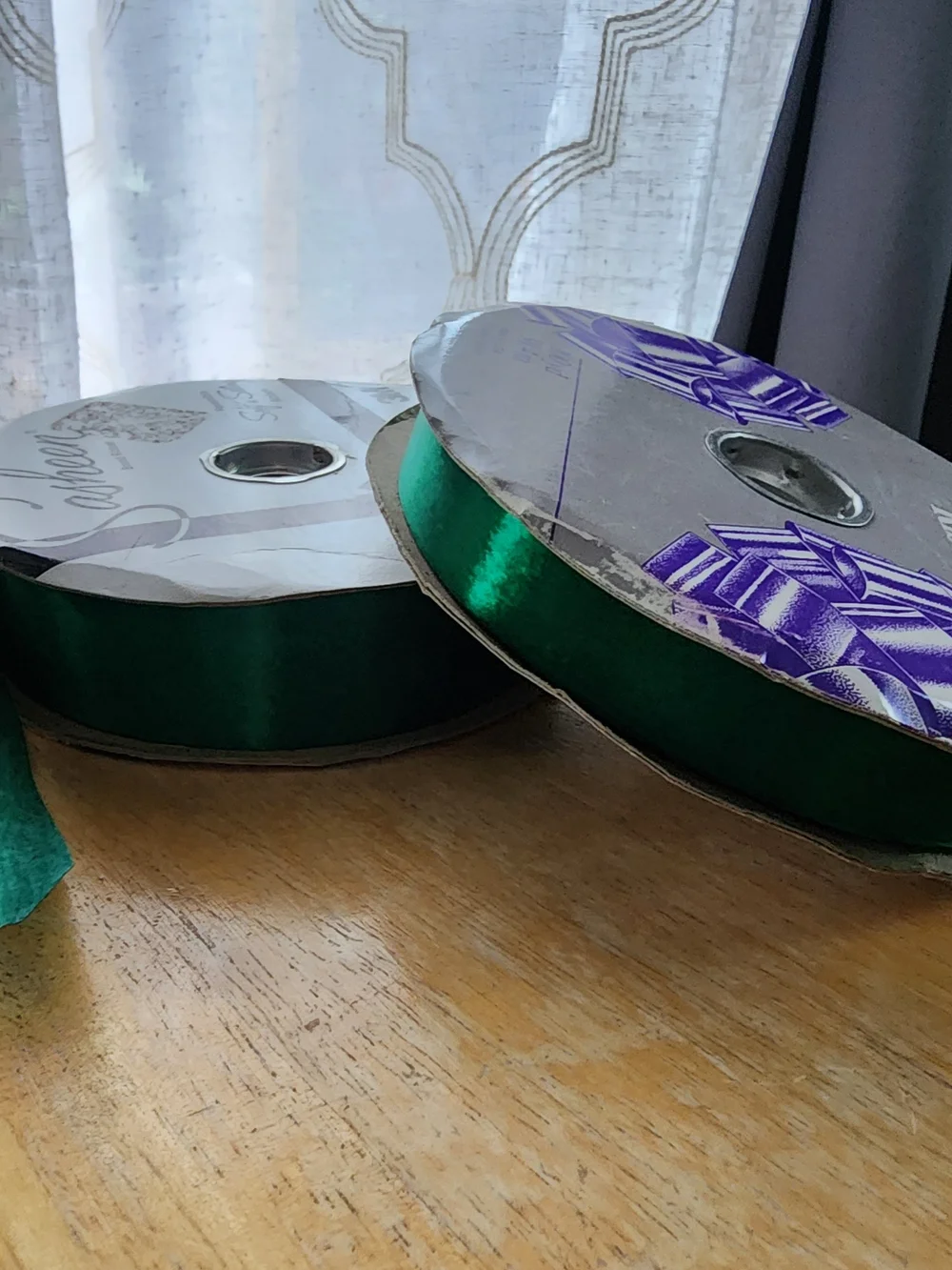 Green Satin Gift Ribbon Rolls